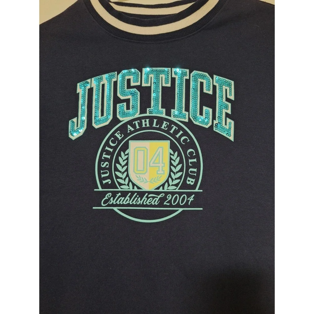 Justice Girls XS 5/6 Navy Blue Sequin Athletic Club 04 Sweater Dress Tunic Top